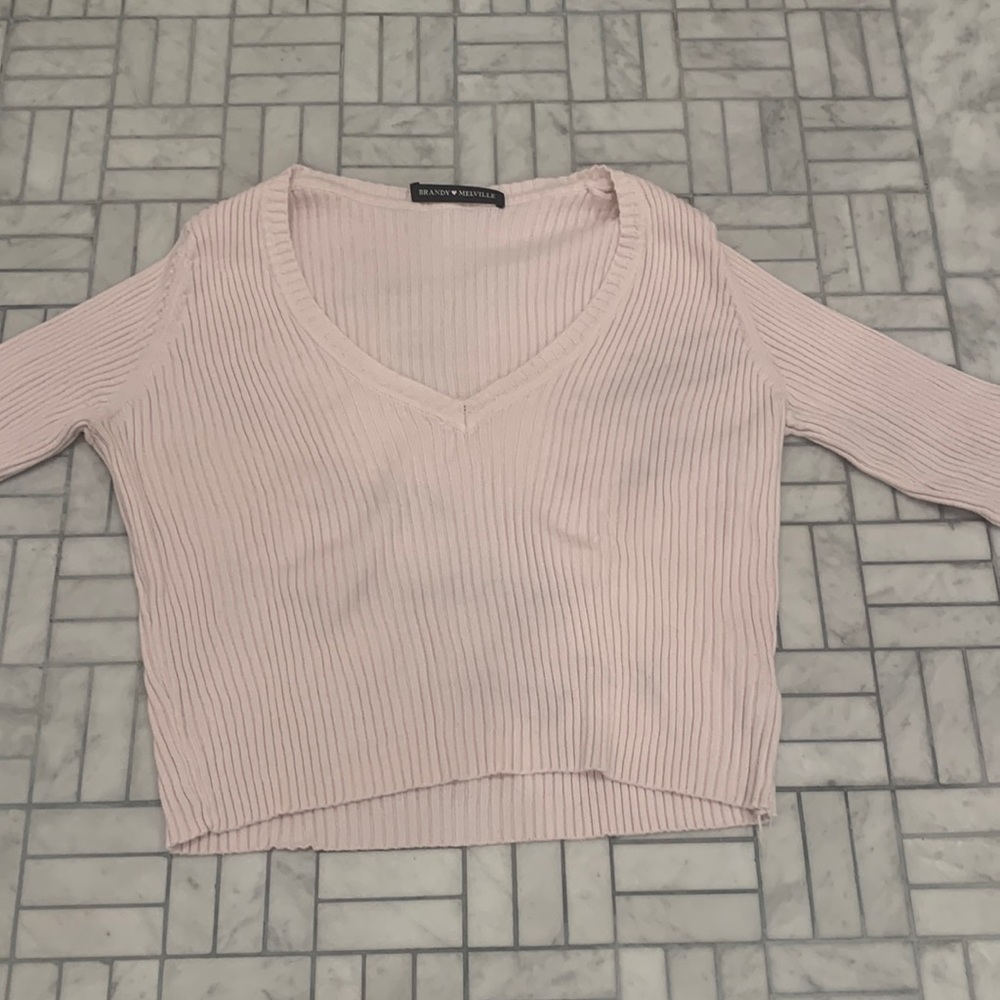 Pink Brandy Melville Cropped Sweater